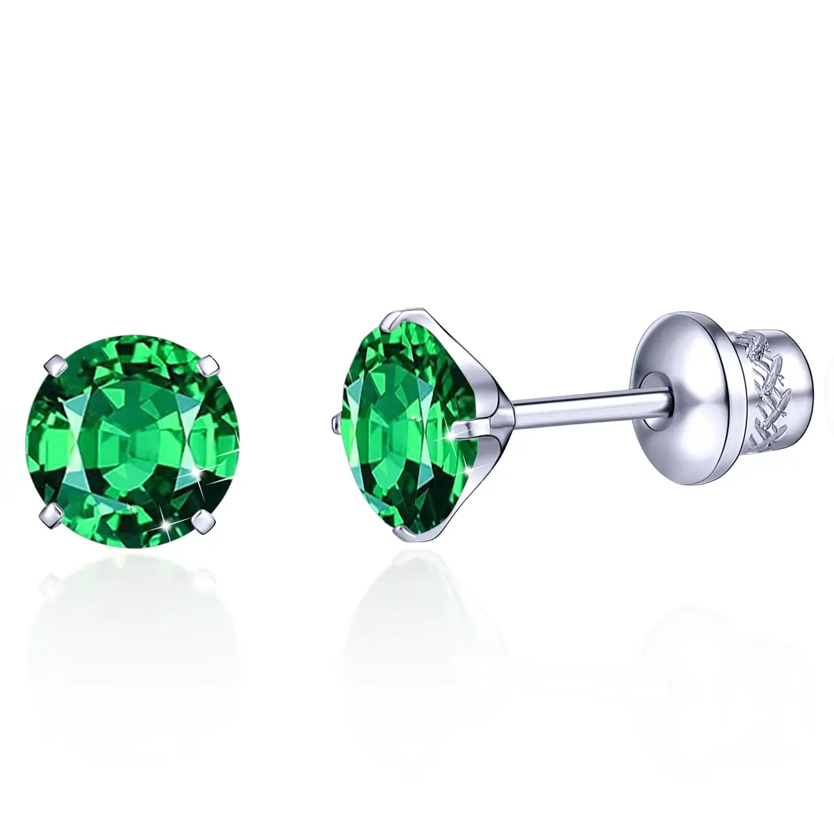 TitanHeart Hypoallergenic Titanium CZ Screw Back Stud Earrings for Women Men | Sensitive Skin Friendly (70-120 chars) - main product image