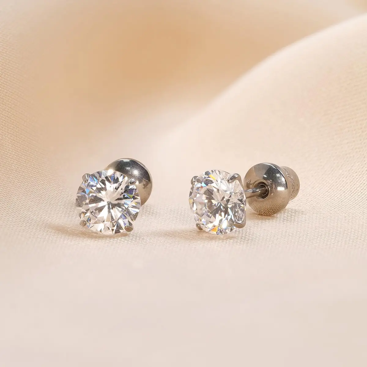 TitanHeart Hypoallergenic Titanium CZ Screw Back Studs Earrings for Women Men | Safe, Lightweight & Long-Lasting - view 5