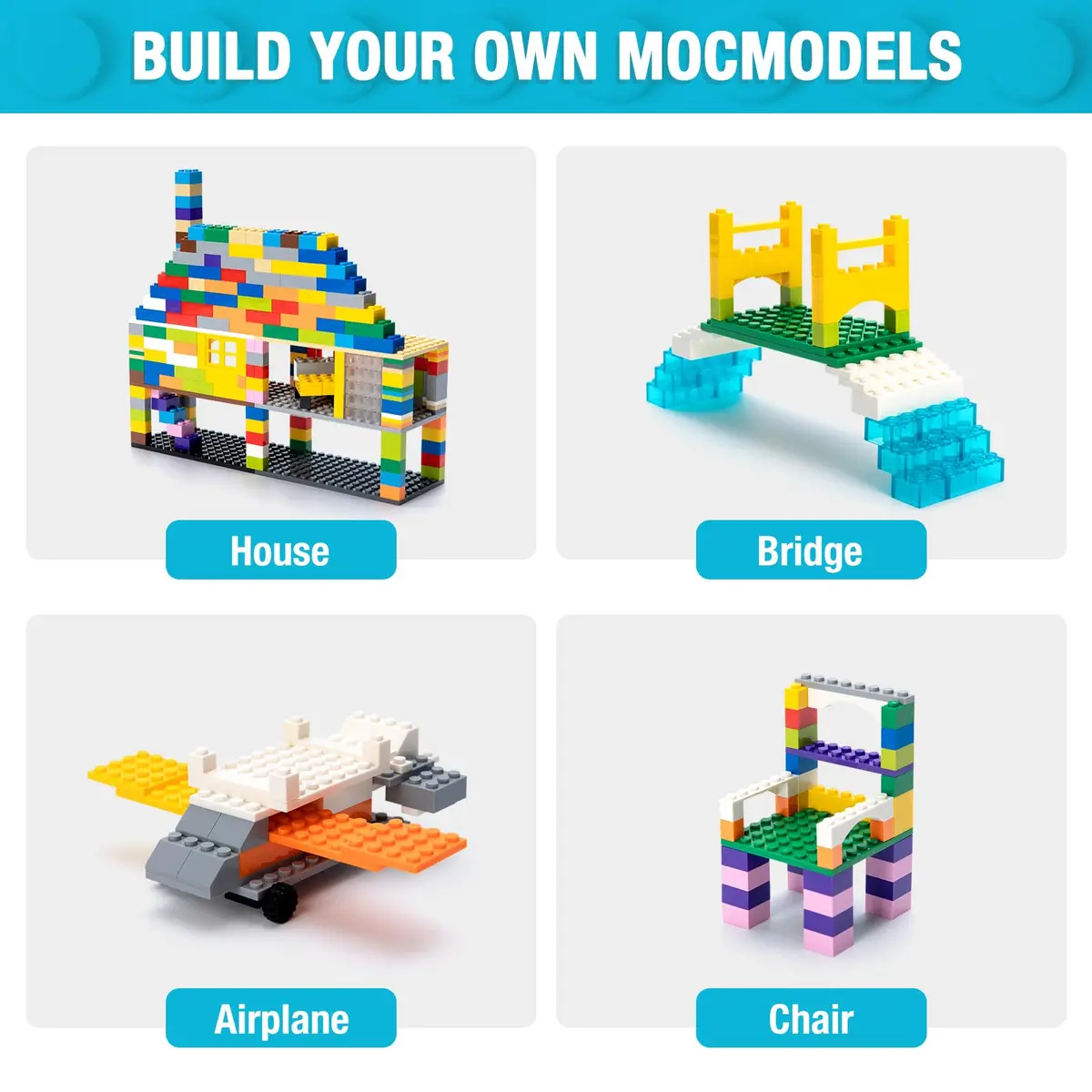 MANNIDOO 110 Pieces Small Building Plates Set, Light Grey | Educational STEM Learning - view 4