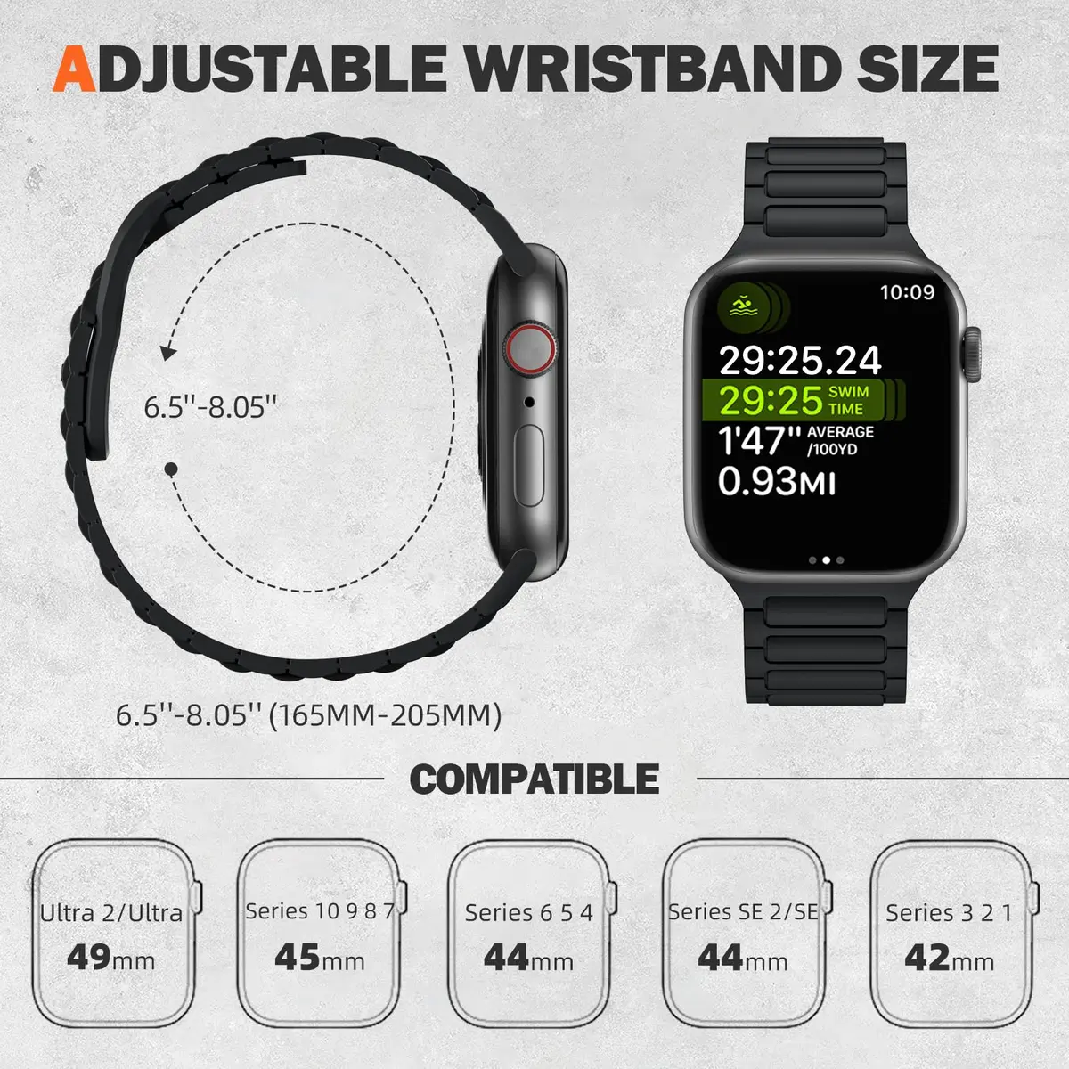Lenrao Silicone Sport Band Compatible with Apple Watch Series 8/9/10 44mm-49mm | Waterproof & Comfortable - view 5