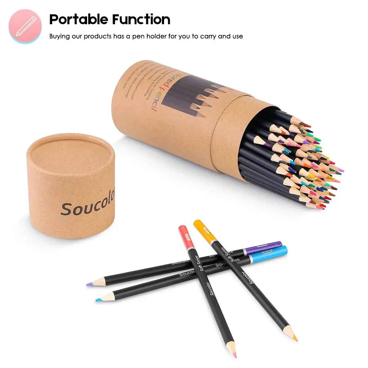 Soucolor 72 Colored Pencils Set with Cylinder Case | Smooth Laydown & Rich Pigment for Adults - view 6