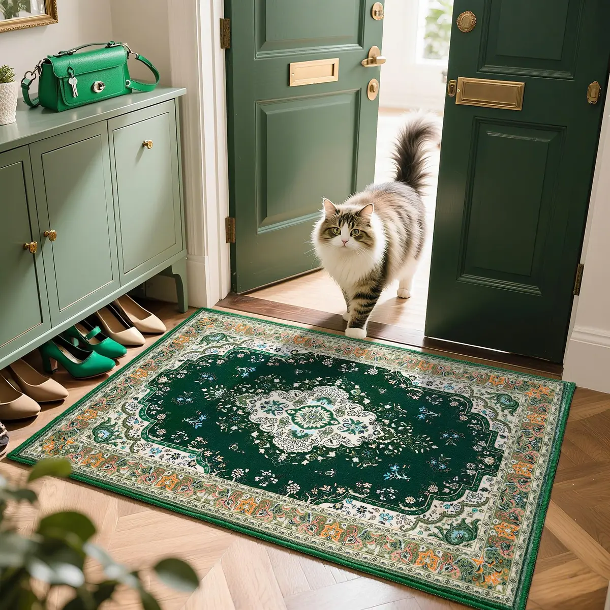 HOMORE 2x3 Area Rug Small Green Rugs for Bedroom, Washable Rug for Entryway - main product image