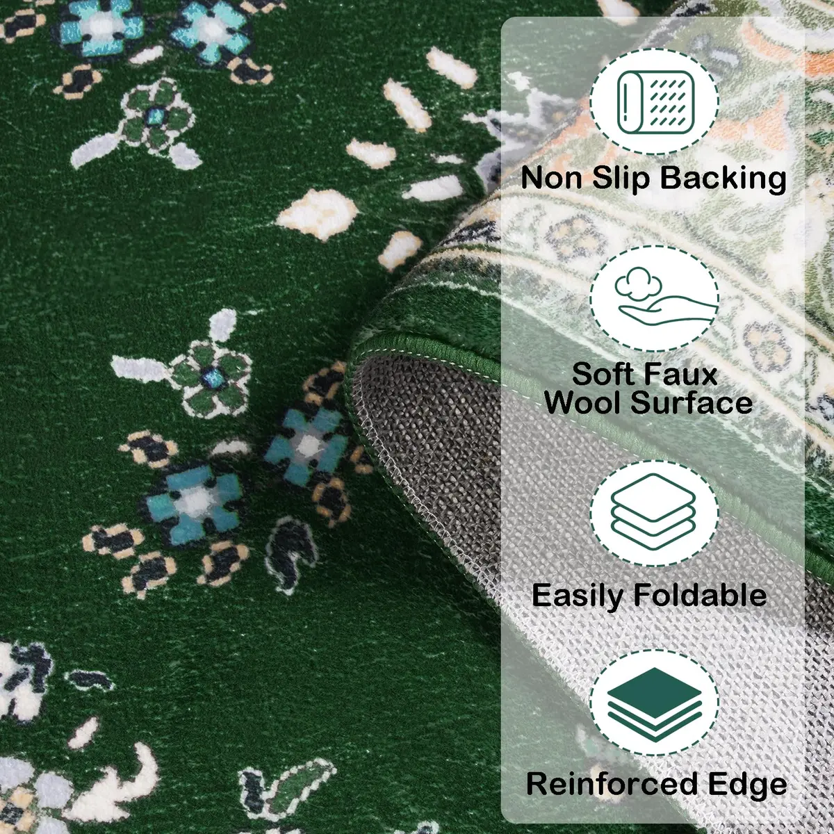 HOMORE 2x3 Area Rug Small Green Rugs for Bedroom, Washable Rug for Entryway - view 2