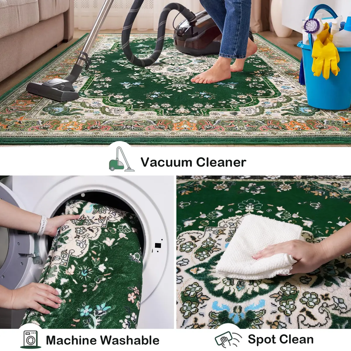 HOMORE 2x3 Area Rug Small Green Rugs for Bedroom, Washable Rug for Entryway - view 3