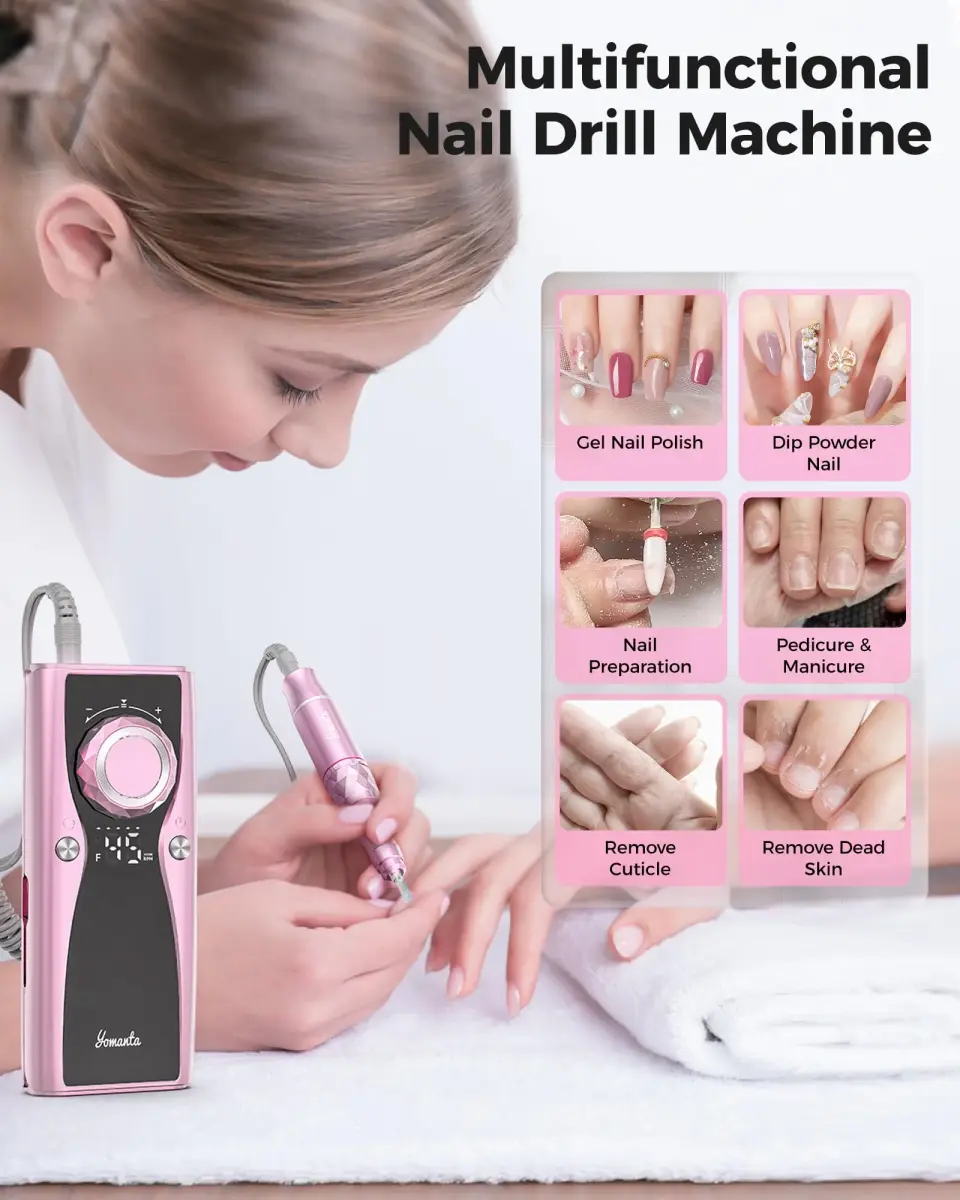 yomanta Professional Electric Nail Drill Kit 45,000 RPM USB Rechargeable Efile Nail File with 12 Bits | Salon & Home Manicure Tool - view 2