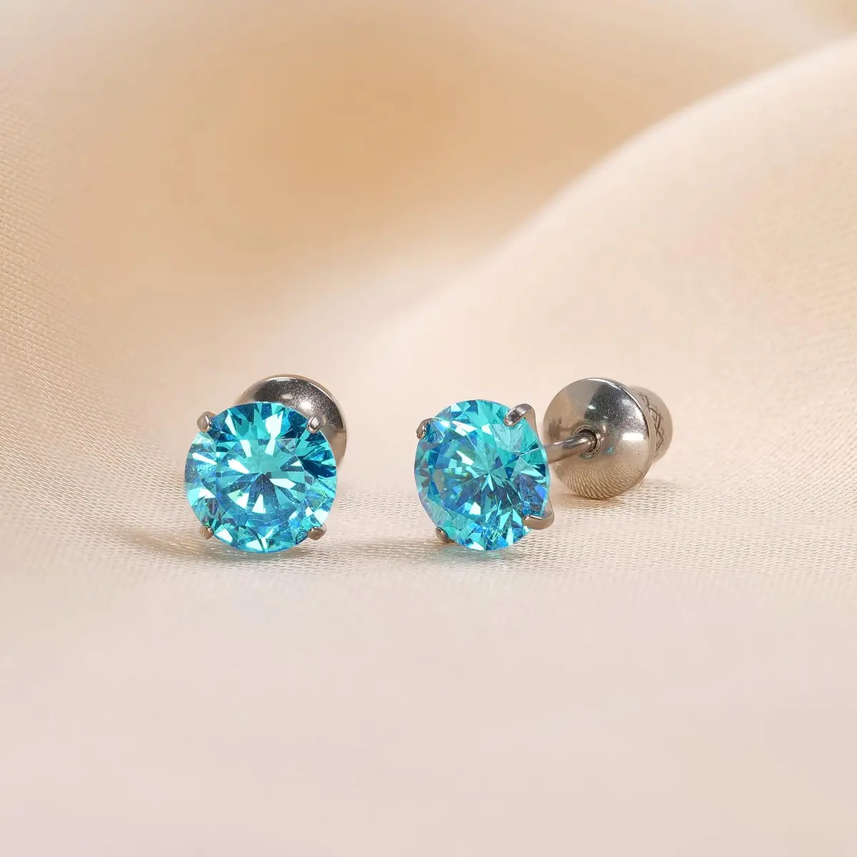TitanHeart Hypoallergenic Titanium CZ Screw Back Studs Earrings 6mm (0.24 Inch) | Secure & Allergy-Free for Sensitive Ears - view 5