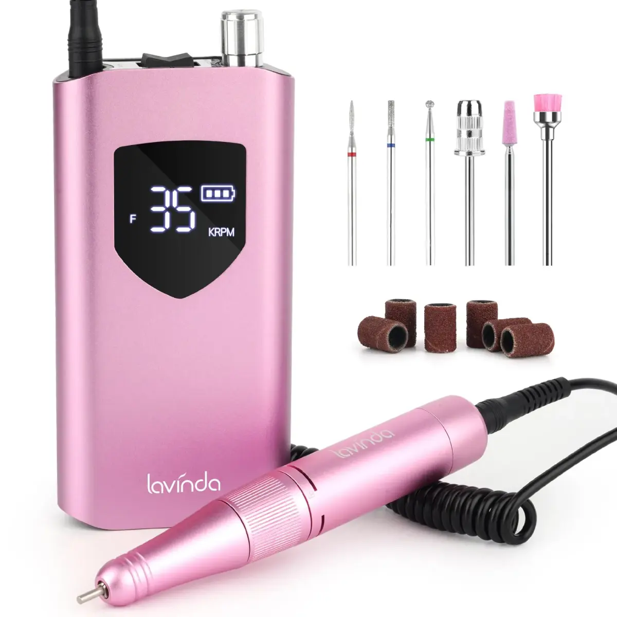 Lavinda Pink Nail Drill 35000 RPM Cordless Rechargeable Efile | Professional Electric Nail File Machine - main product image