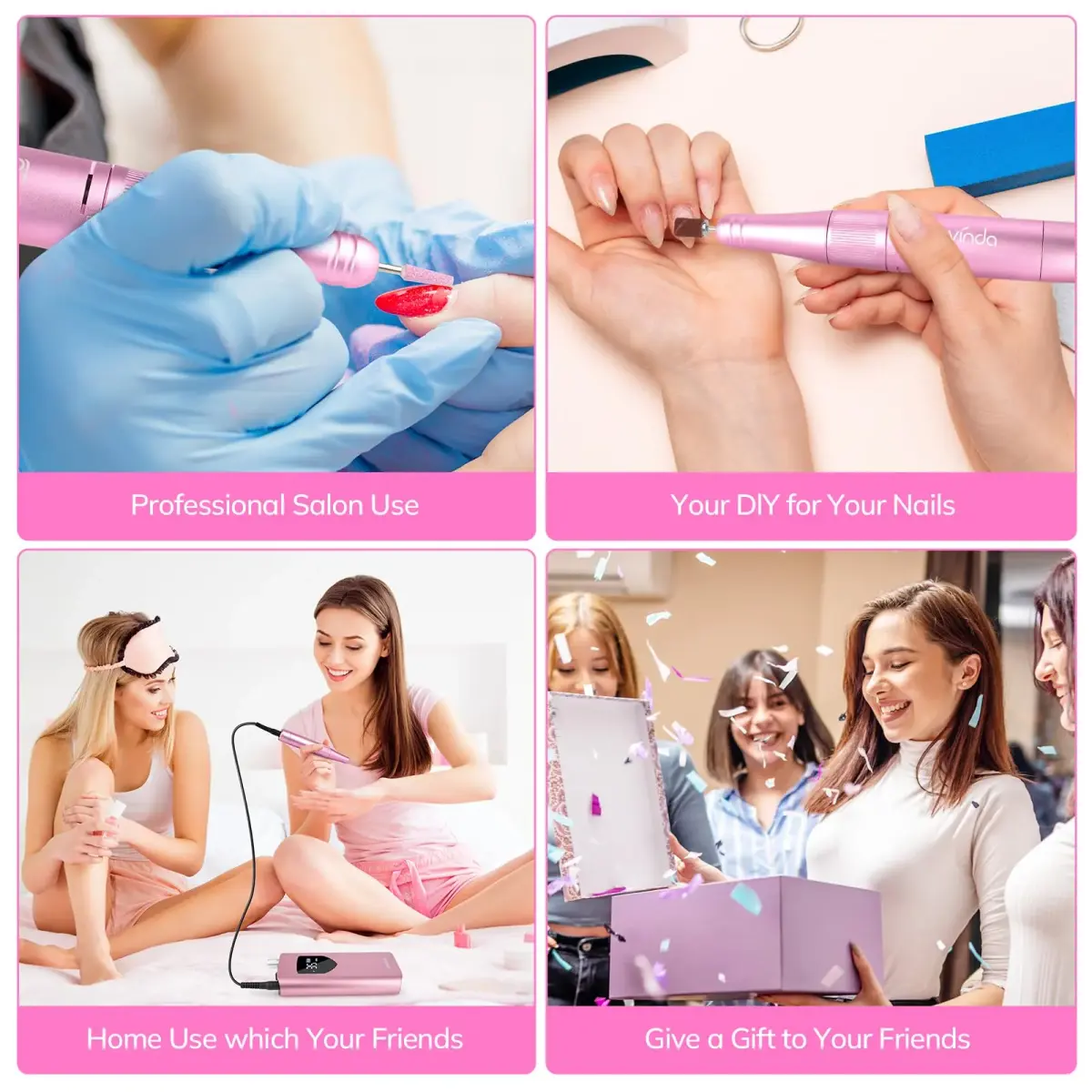Lavinda Pink Nail Drill 35000 RPM Cordless Rechargeable Efile | Professional Electric Nail File Machine - view 8