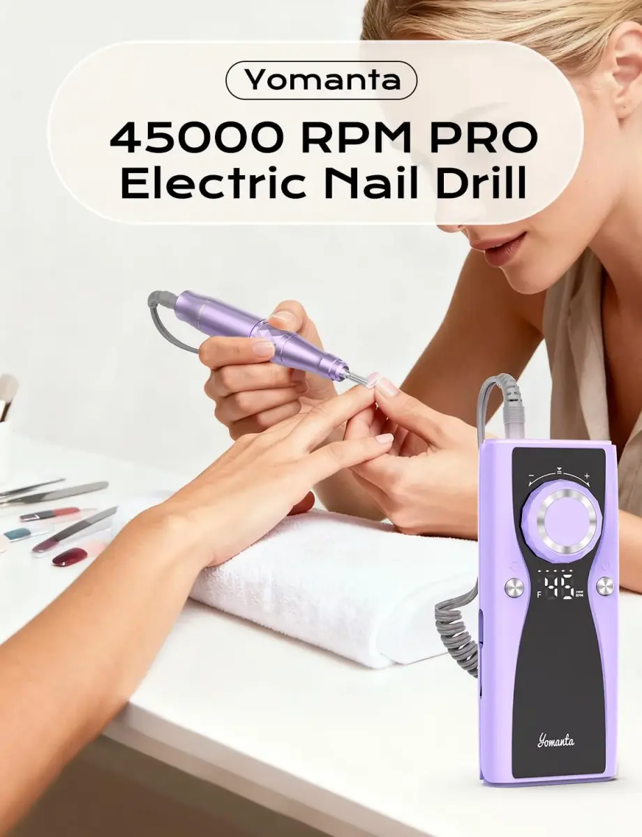 yomanta Professional Electric Nail Drill Kit 45000 RPM USB Rechargeable Efile Nail File with 12 Bits for Gel/Acrylic Nails | Salon/Home Portable Manicure Tool Set - view 9
