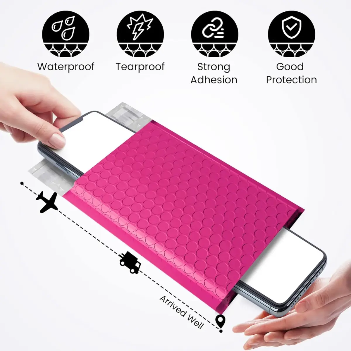 Fuxury Bubble Mailers 4x8 Inch (800 Pack) Pink | Bulk Padded Envelopes for Small Business - view 7