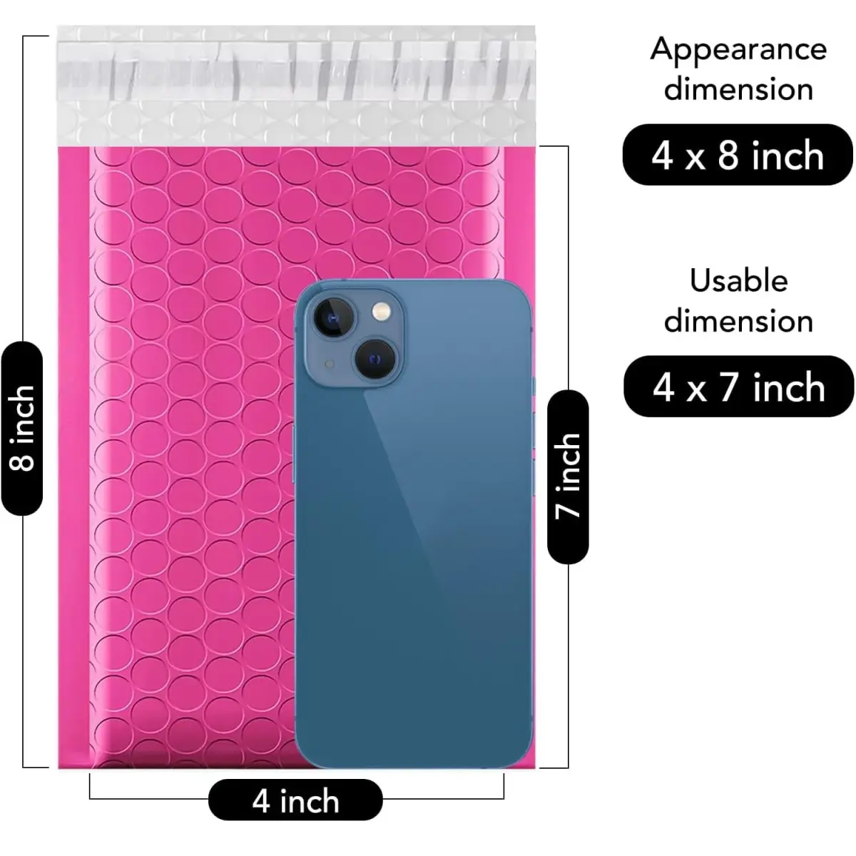 Fuxury Bubble Mailers 4x8 Inch (800 Pack) Pink | Bulk Padded Envelopes for Small Business - view 2