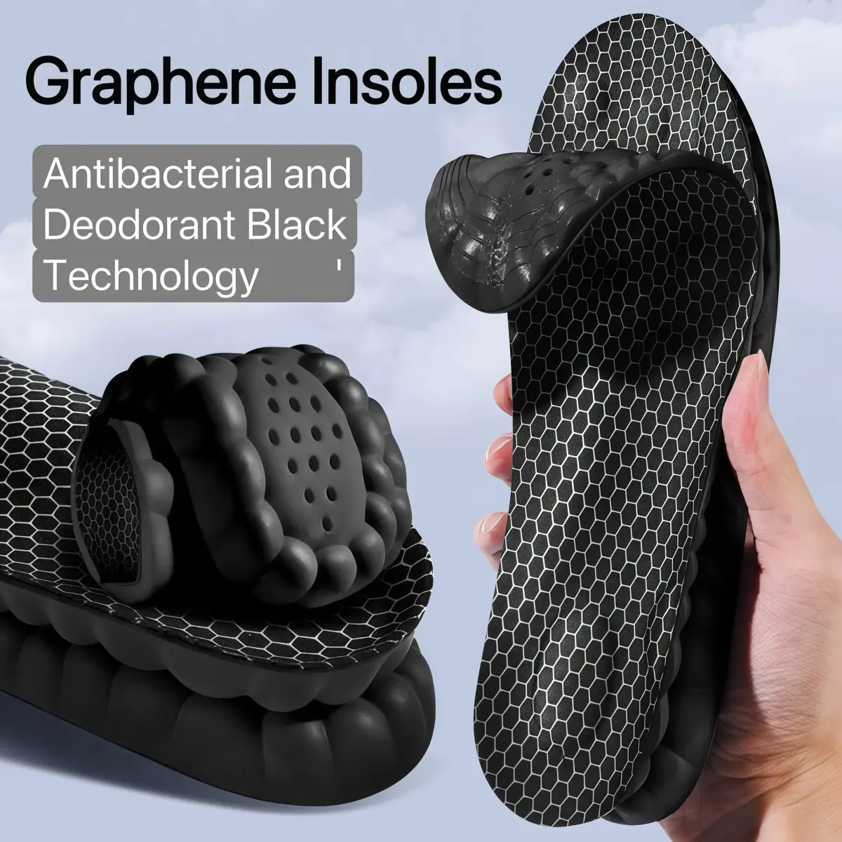 Generic Cloud Soles Arch Support Insoles for Men & Women, Black, M (25.4cm / 10in) - view 4