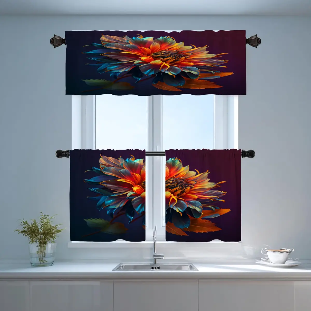 Shrahala Black 2 Pack Curtain | Blackout Thermal Insulated Rod Pocket Window Treatment - view 7