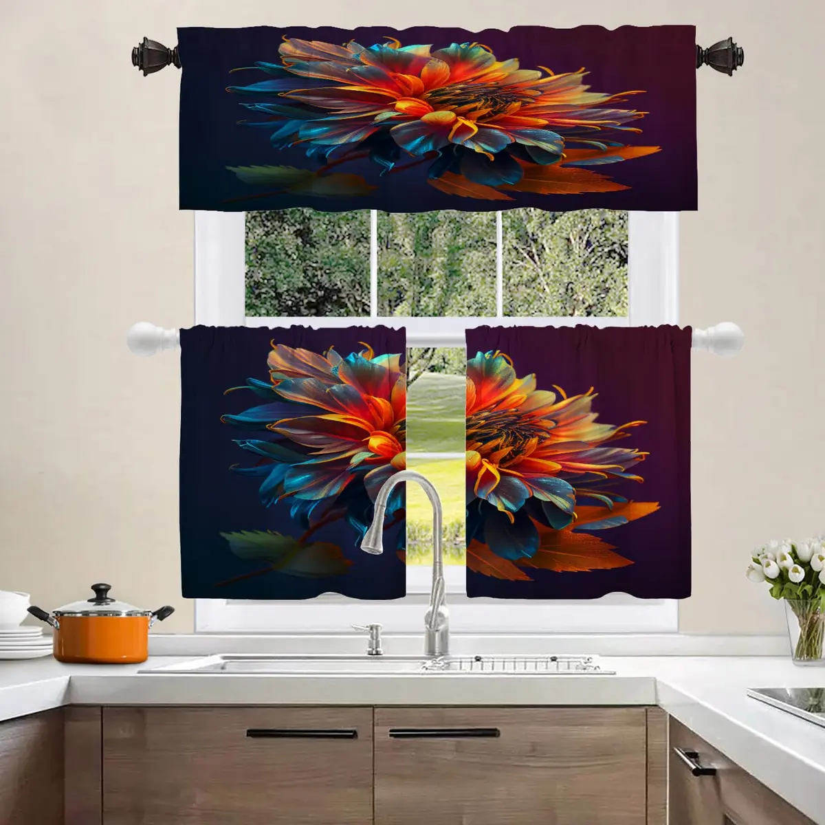 Shrahala Black 2 Pack Curtain | Blackout Thermal Insulated Rod Pocket Window Treatment - view 8