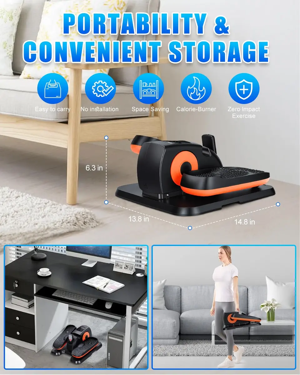 Putnen Under Desk Elliptical Machine, Electric Leg Exerciser for Seniors | 12 Speed Levels, Quiet & Portable - view 7