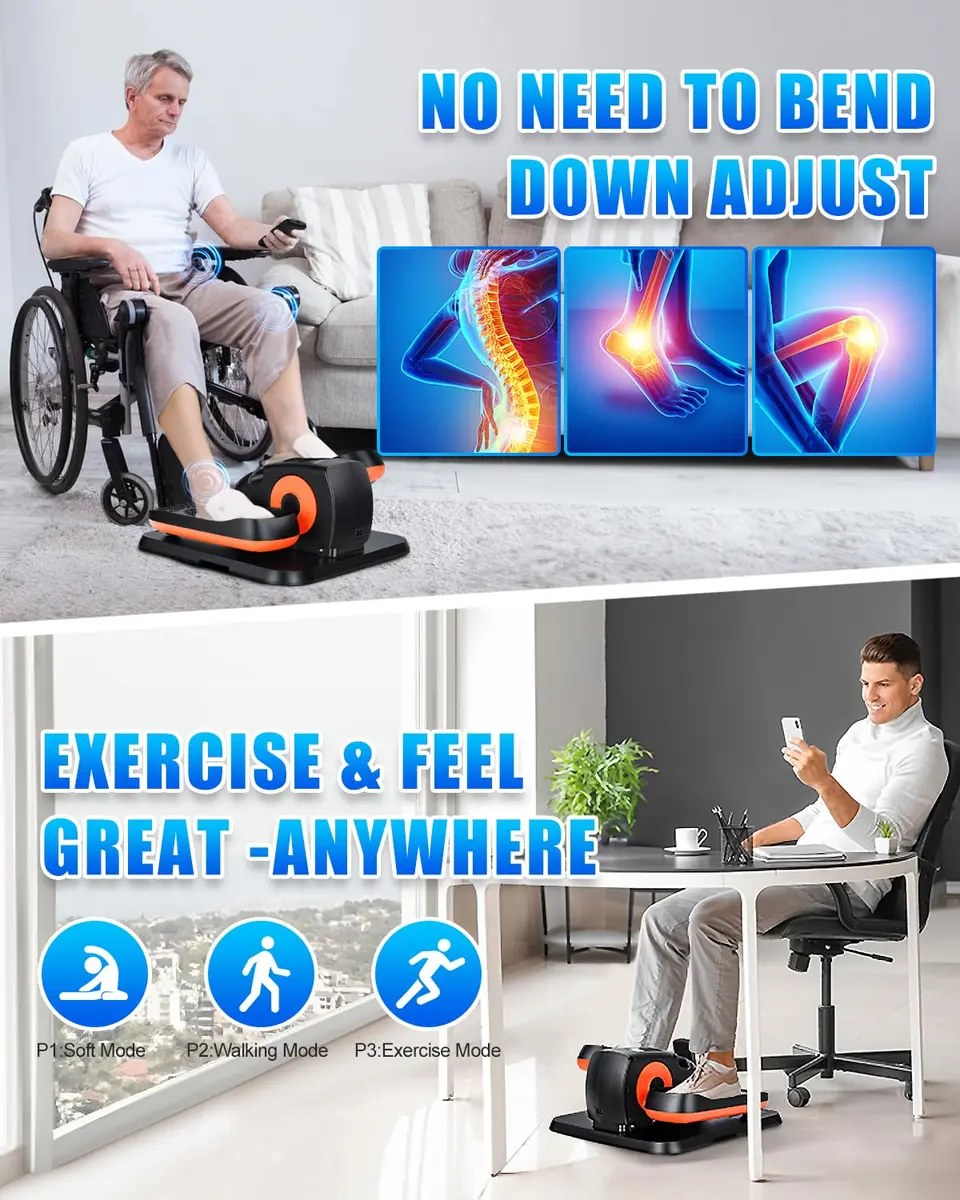 Putnen Under Desk Elliptical Machine, Electric Leg Exerciser for Seniors | 12 Speed Levels, Quiet & Portable - view 3