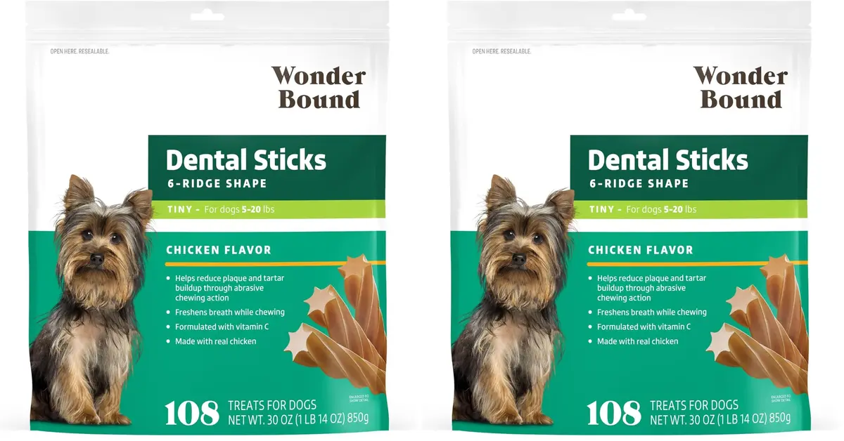 Wonder Bound Chicken Flavor Dental Sticks for Tiny Dogs 5-20 lbs | Plaque & Tartar Control - main product image