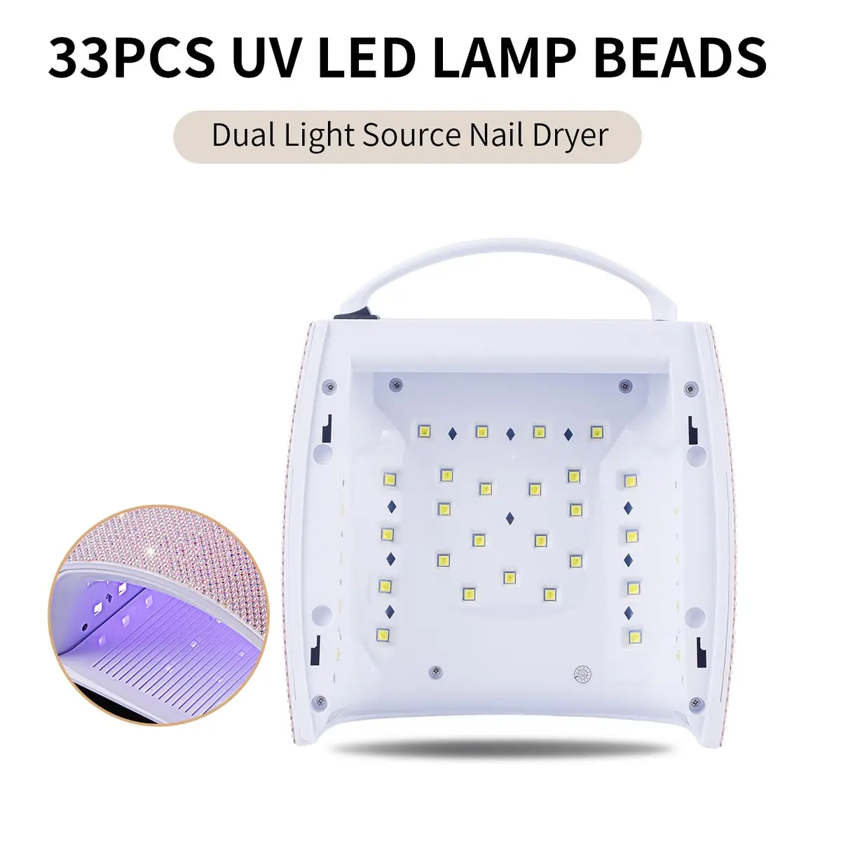 Ayshone 48W Cordless UV LED Nail Lamp Pearl Pink Diamond | Rechargeable Gel Nail Dryer with Handle - view 6
