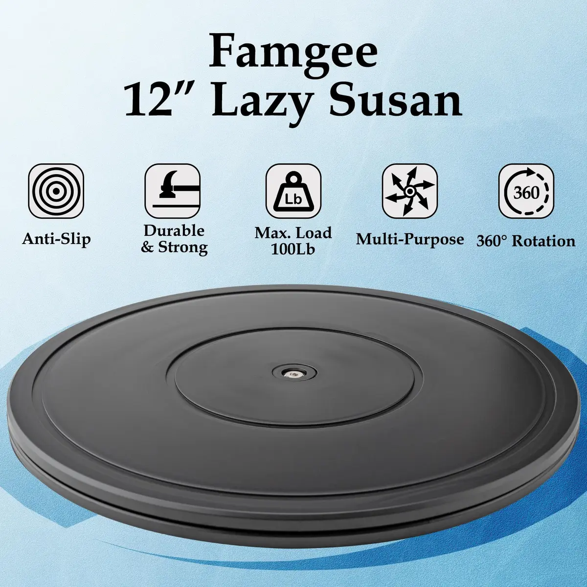 Famgee 12 Inch (30cm) Heavy Duty Lazy Susan Turntable with Steel Ball Bearings | Supports 46kg - view 2