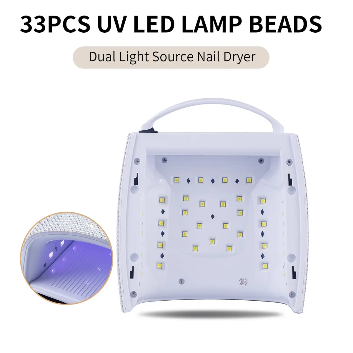 Ayshone 48W Cordless UV LED Nail Lamp, Rechargeable Gel Nail Dryer with Handle, 7.5in W x 3.5in H x 9.6in L | Cures All Gel Polishes - view 6