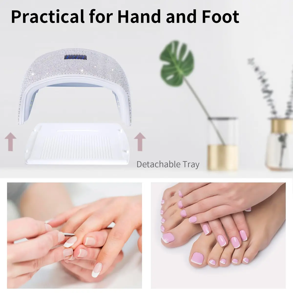 Ayshone 48W Cordless UV LED Nail Lamp, Rechargeable Gel Nail Dryer with Handle, 7.5in W x 3.5in H x 9.6in L | Cures All Gel Polishes - view 2
