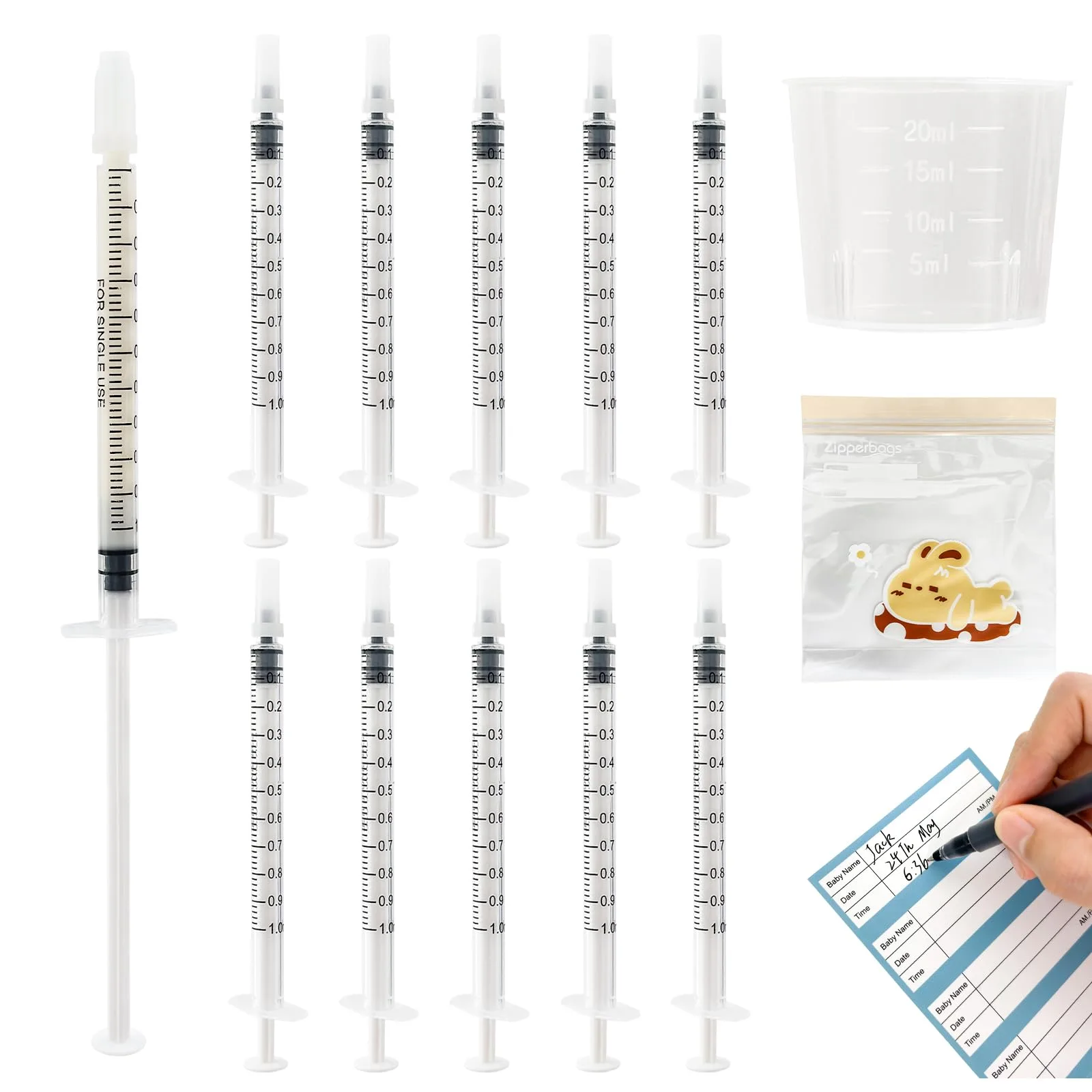 Kid2Kit 1mL Colostrum Syringes with Caps (50-Pack) | BPA-Free Sterile Collection Kit - main product image