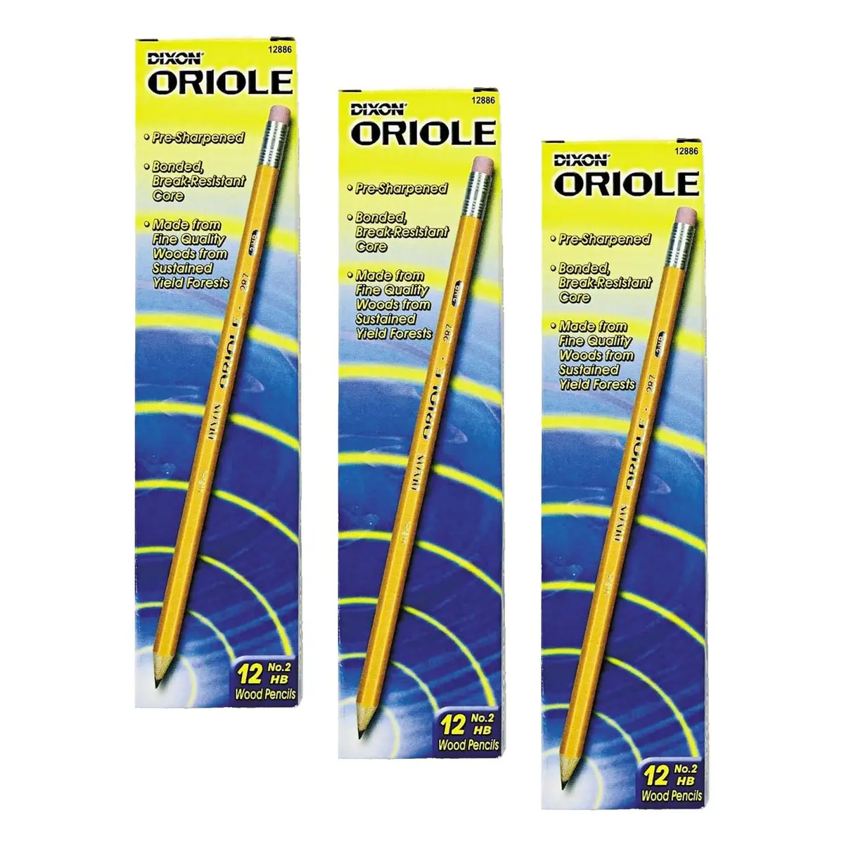 Dixon Oriole Woodcase Presharpened Pencil, HB #2, Yellow, 36 Count | Smooth Writing & Clean Corrections - main product image