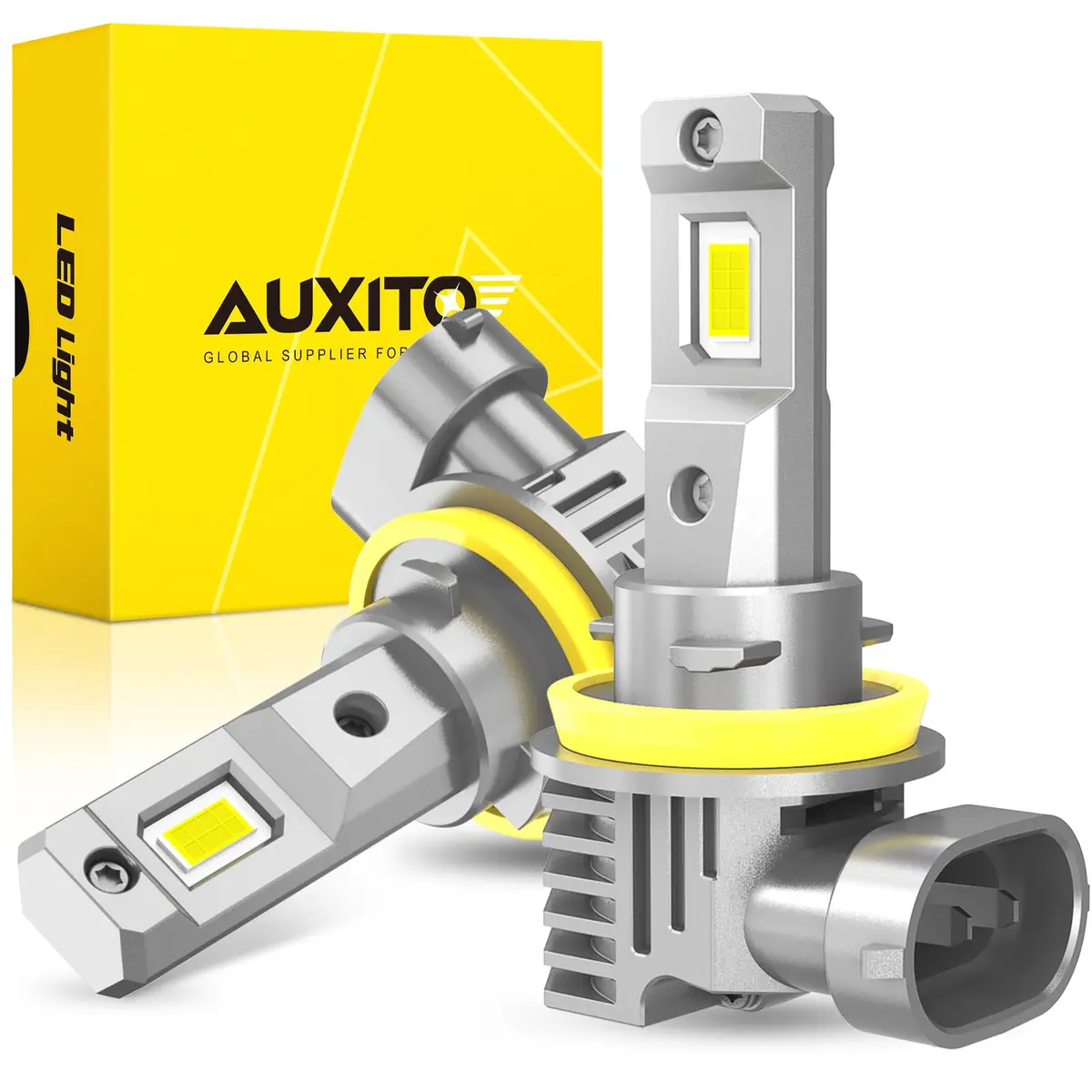 AUXITO H11 H8 H16 LED Fog Light Bulbs 6500K | 600% Brighter, 50,000H Durability, Plug & Play (Pack of 2) - main product image