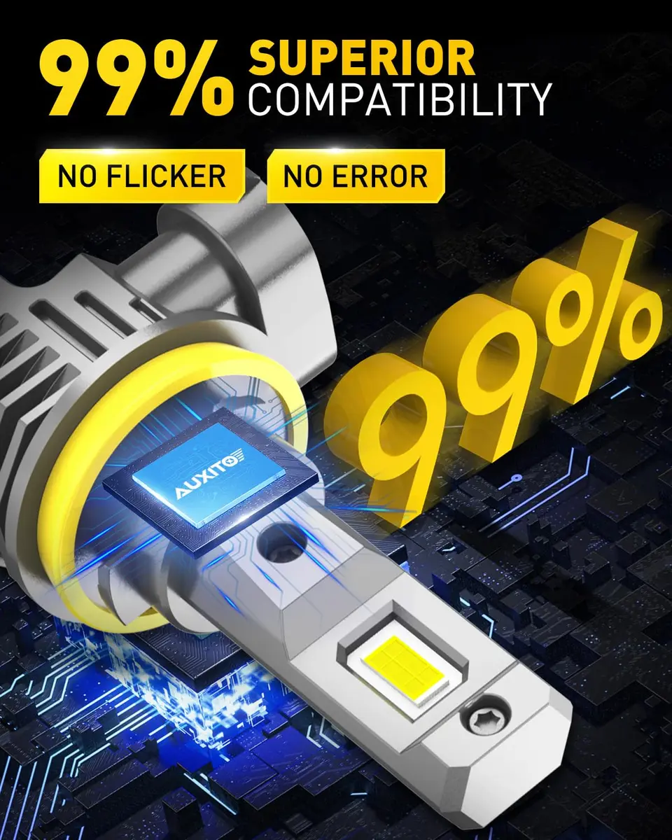 AUXITO H11 H8 H16 LED Fog Light Bulbs 6500K | 600% Brighter, 50,000H Durability, Plug & Play (Pack of 2) - view 4