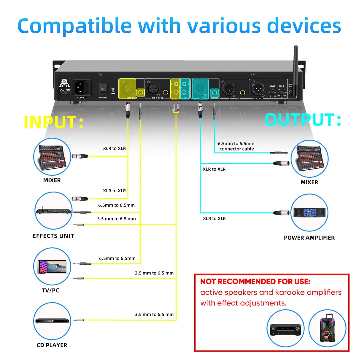 FULODE Home Audio Equalizer 31-Band Digital Spectrum Analyzer | Noise Reduction Rack Mount - view 8
