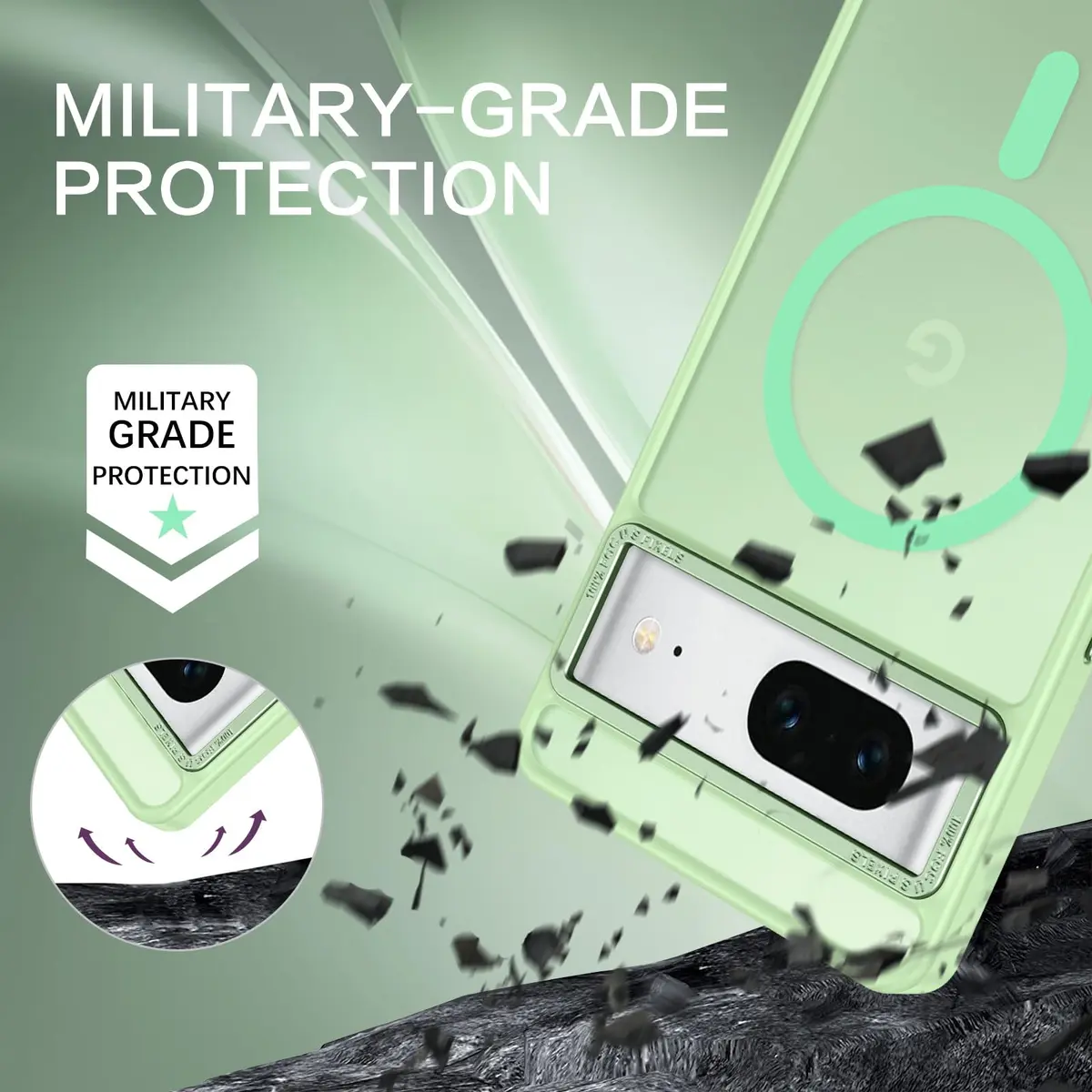 BENTOBEN Google Pixel 7 Case Matcha Green | Slim Shockproof with MagSafe (110 characters) - view 4