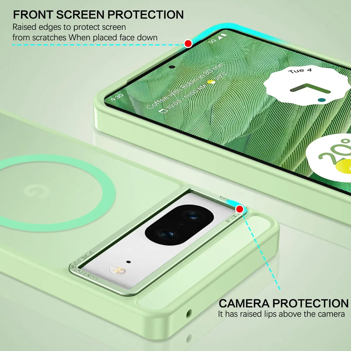 BENTOBEN Google Pixel 7 Case Matcha Green | Slim Shockproof with MagSafe (110 characters) - view 5