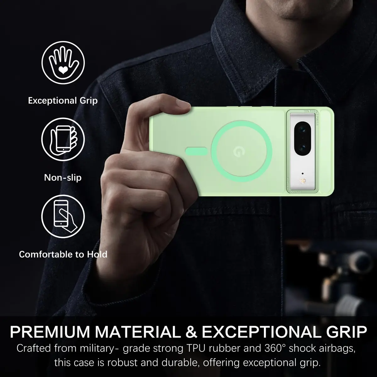BENTOBEN Google Pixel 7 Case Matcha Green | Slim Shockproof with MagSafe (110 characters) - view 6