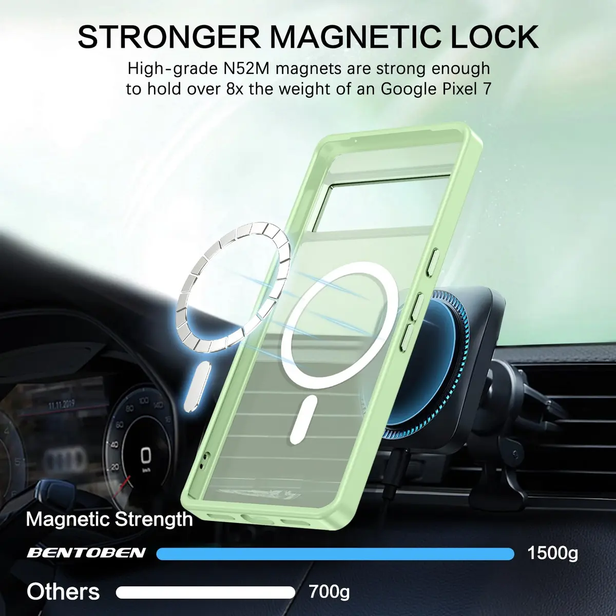 BENTOBEN Google Pixel 7 Case Matcha Green | Slim Shockproof with MagSafe (110 characters) - view 8