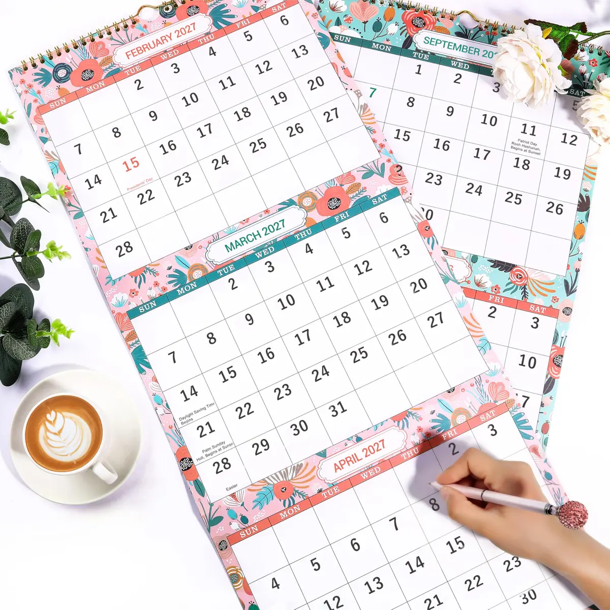 Coboll Wall Calendar 2026-2027 | 3 Month Wall Calendar Display, 11.25" x 26" - view 7