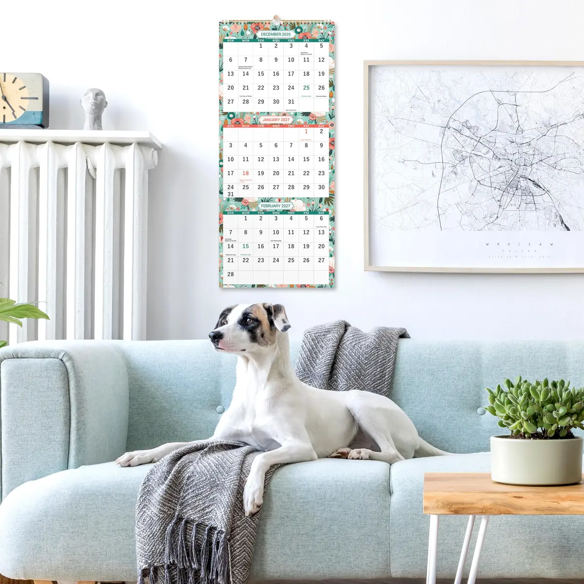 Coboll Wall Calendar 2026-2027 | 3 Month Wall Calendar Display, 11.25" x 26" - view 9