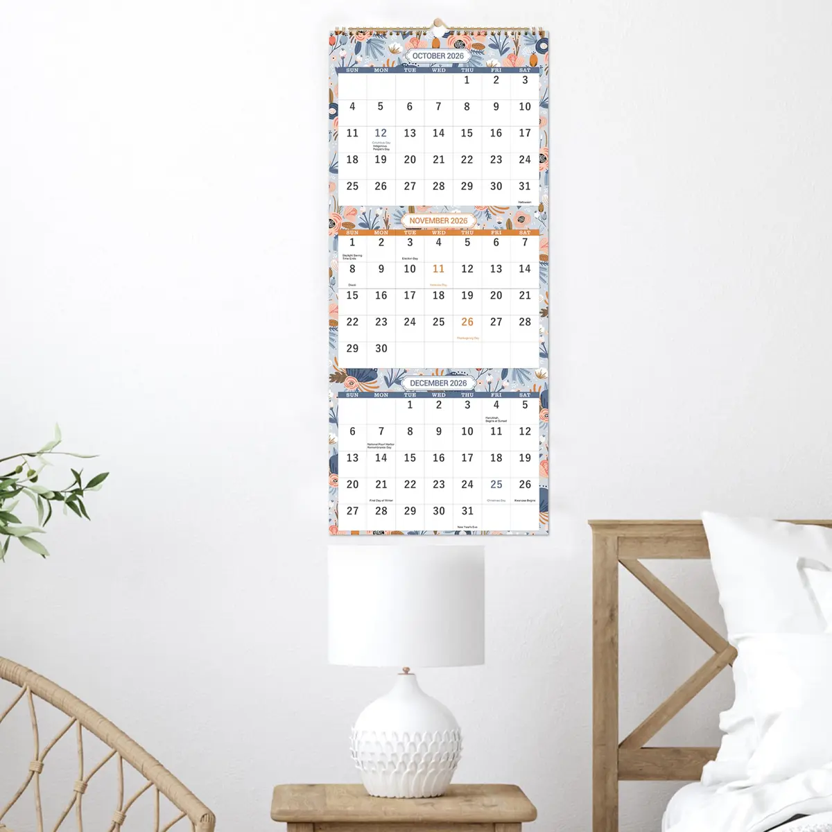 Coboll Wall Calendar 2026-2027 | 3 Month Wall Calendar Display, 11.25" x 26" - view 2
