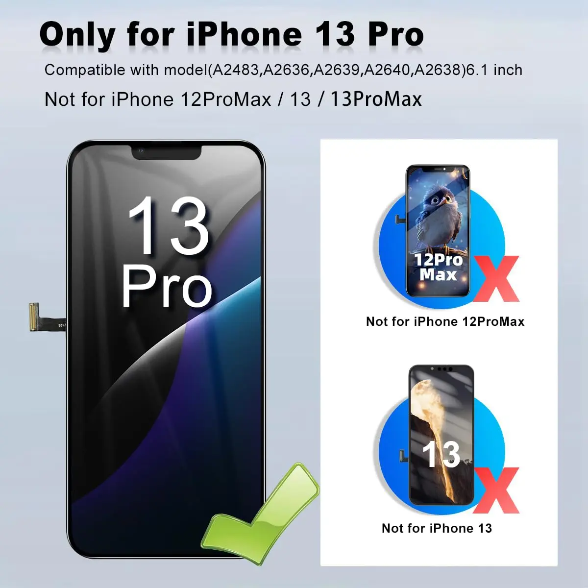 SIMDOG iPhone 13 Pro Screen Replacement Kit 6.1 inch | Full HD LCD & 3D Touch Assembly with Repair Tools - view 2