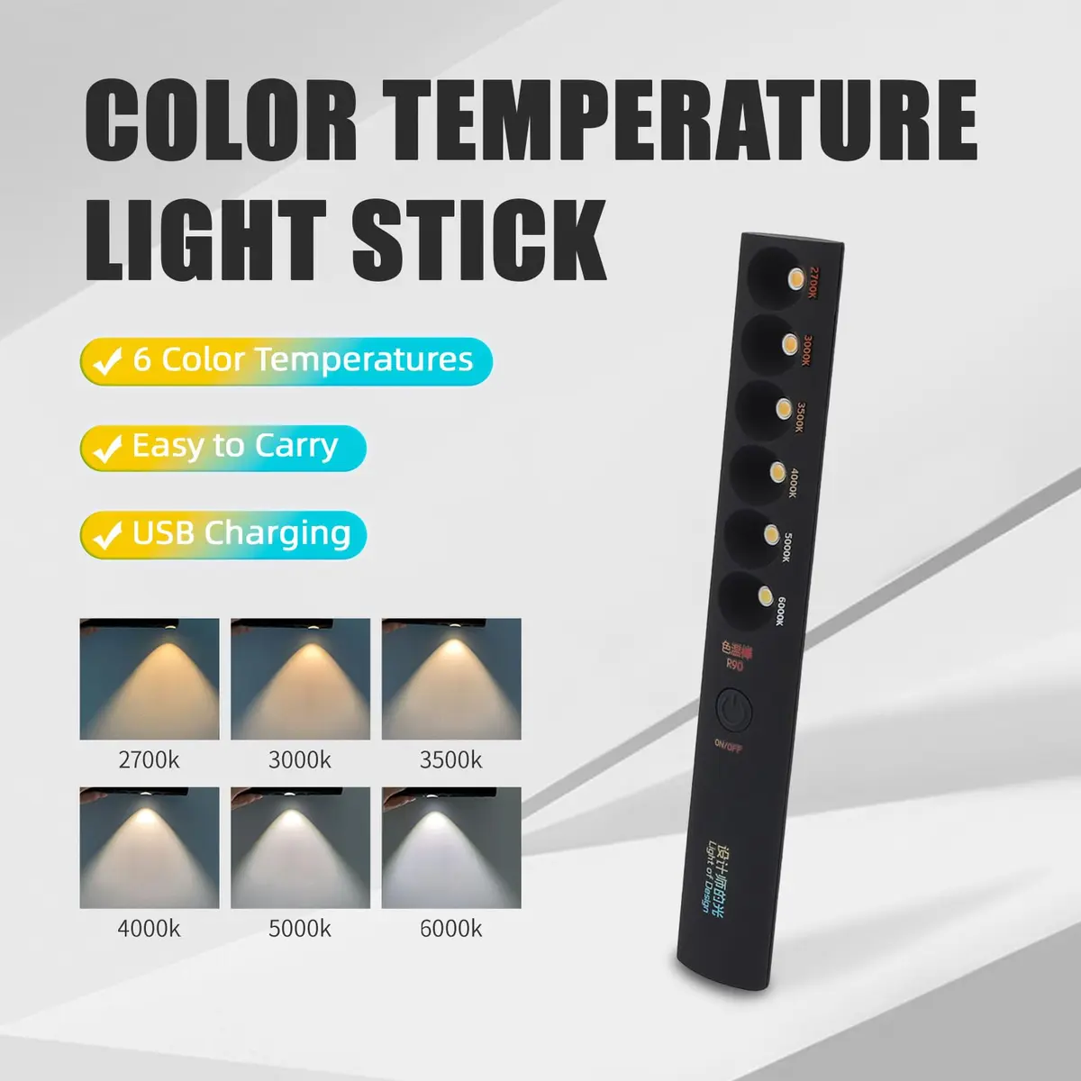 Kelepu Portable Color Temperature Light Wand 235mm (9.25in) | 2700K-6000K Adjustable Photography Light - view 2