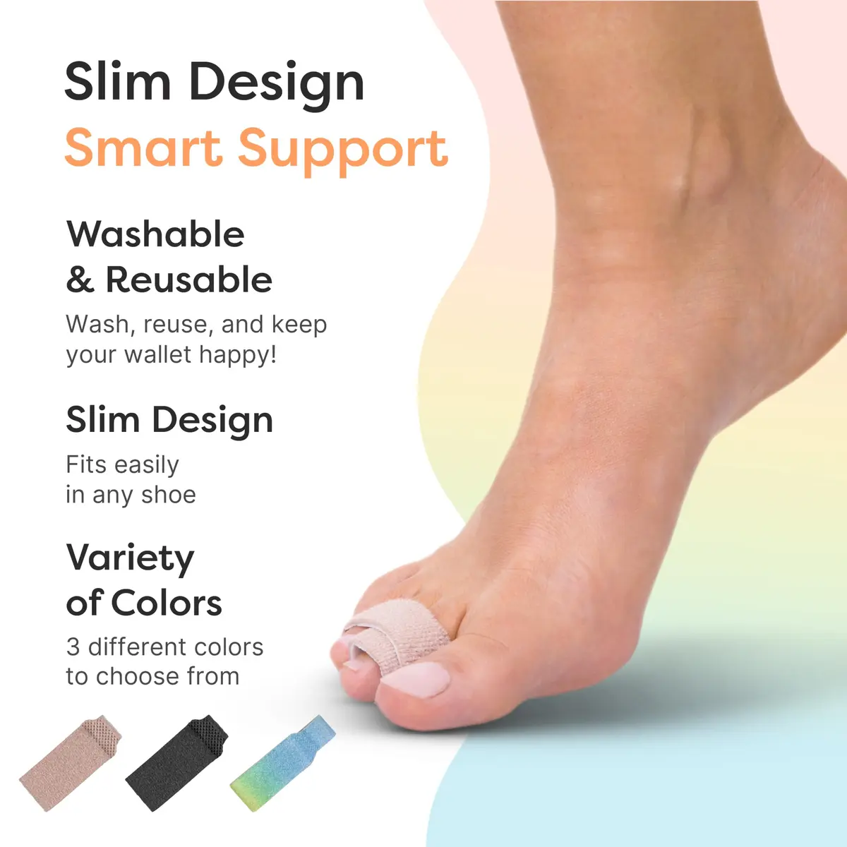 ZenToes Hammer Toe Straightener, Broken Toe Splint & Buddy Wraps, 4 Ct | Firm Support Beige - view 5