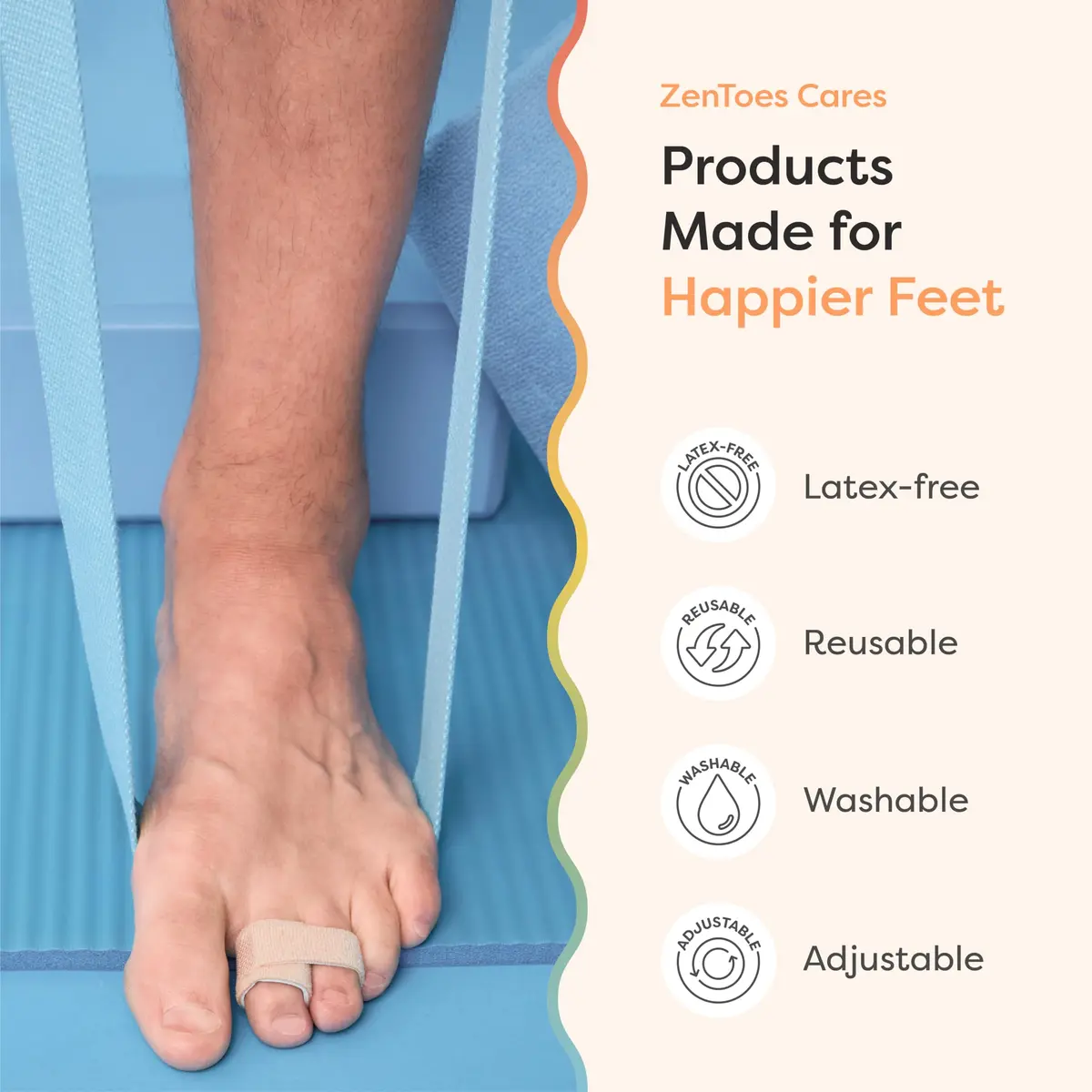 ZenToes Hammer Toe Straightener, Broken Toe Splint & Buddy Wraps, 4 Ct | Firm Support Beige - view 9