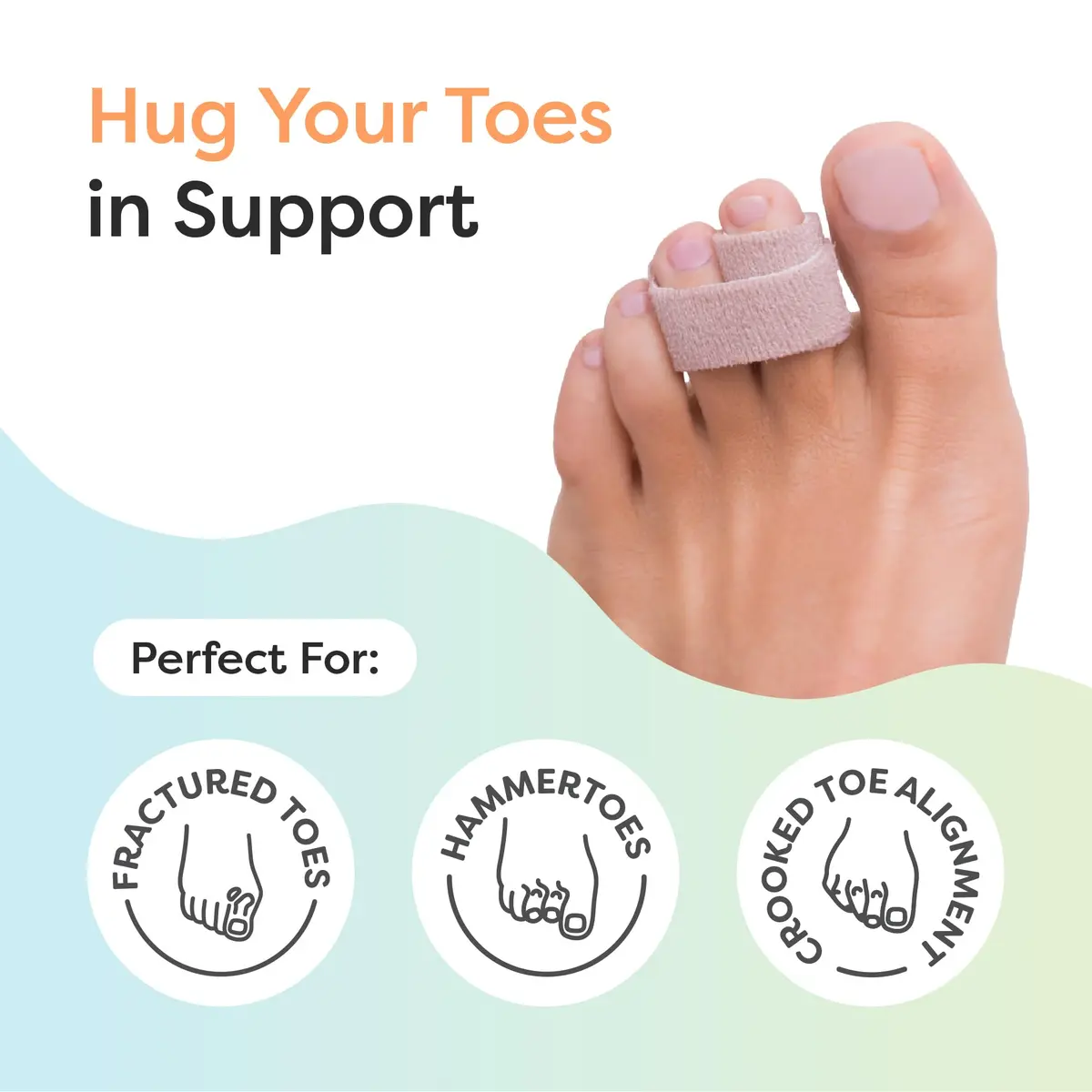 ZenToes Hammer Toe Straightener, Broken Toe Splint & Buddy Wraps, 4 Ct | Firm Support Beige - view 3