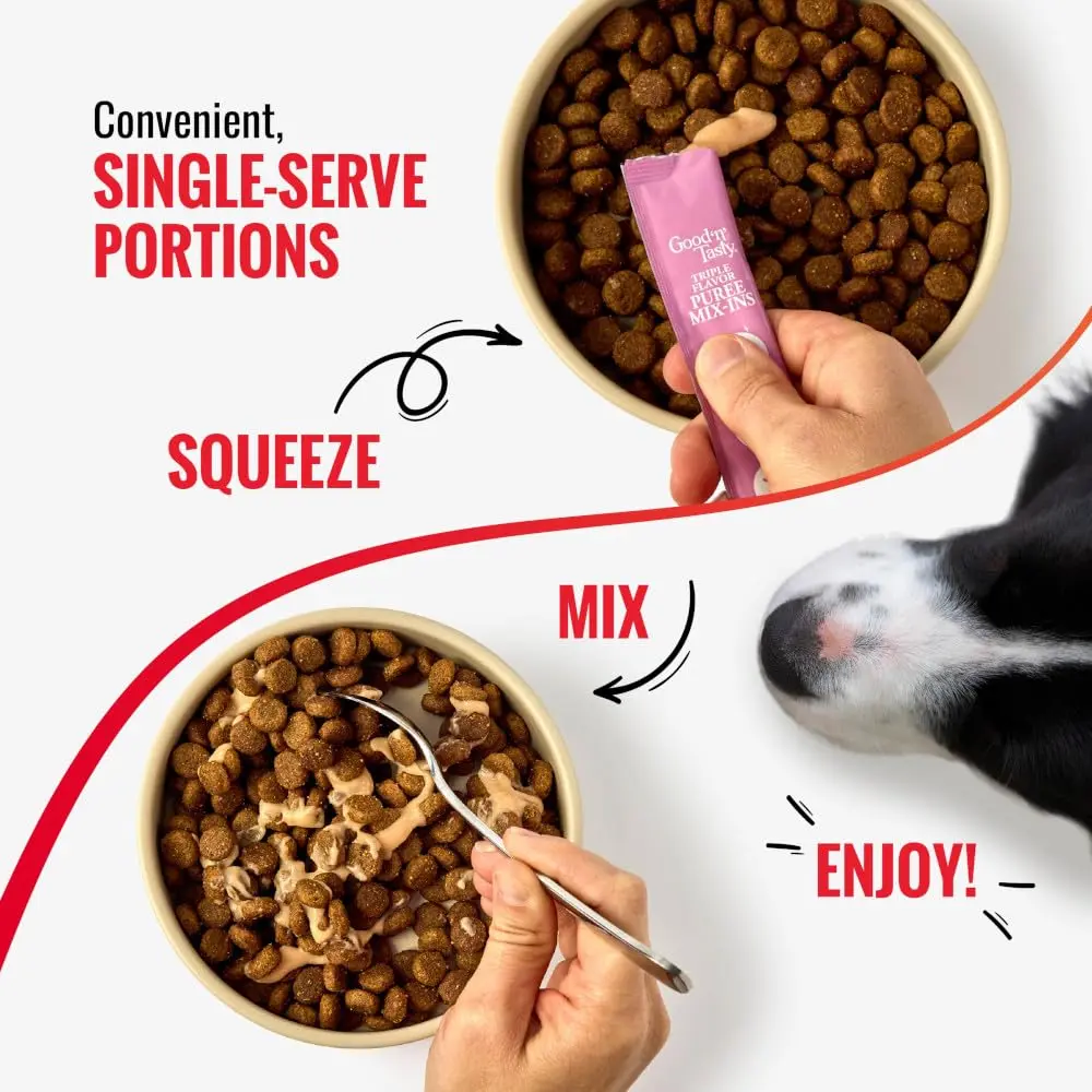Good ‘N’ Tasty Puree Mix-Ins Dog Food Topper 28 Count | Salmon, Tuna & Krill, Low-Calorie, Sensitive Stomach (120 chars) - view 5
