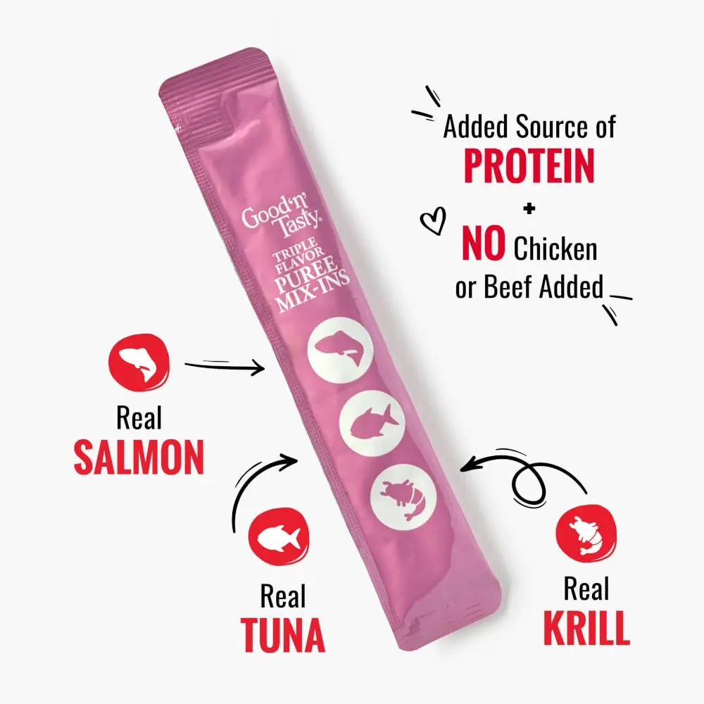 Good ‘N’ Tasty Puree Mix-Ins Dog Food Topper 28 Count | Salmon, Tuna & Krill, Low-Calorie, Sensitive Stomach (120 chars) - view 2
