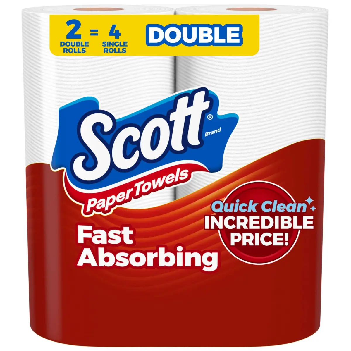 Scott Paper Towels Choose-A-Sheet 2 Double Rolls (216 Sheets Total) | Absorbent & Lint-Free for Quick Cleaning - main product image