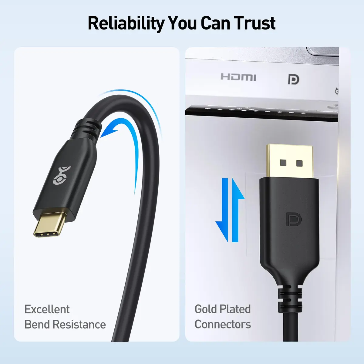 Cable Matters USB C to DisplayPort 2.1 Cable 3.3ft | 8K@120Hz, 40Gbps, VESA Certified, Unidirectional - view 7