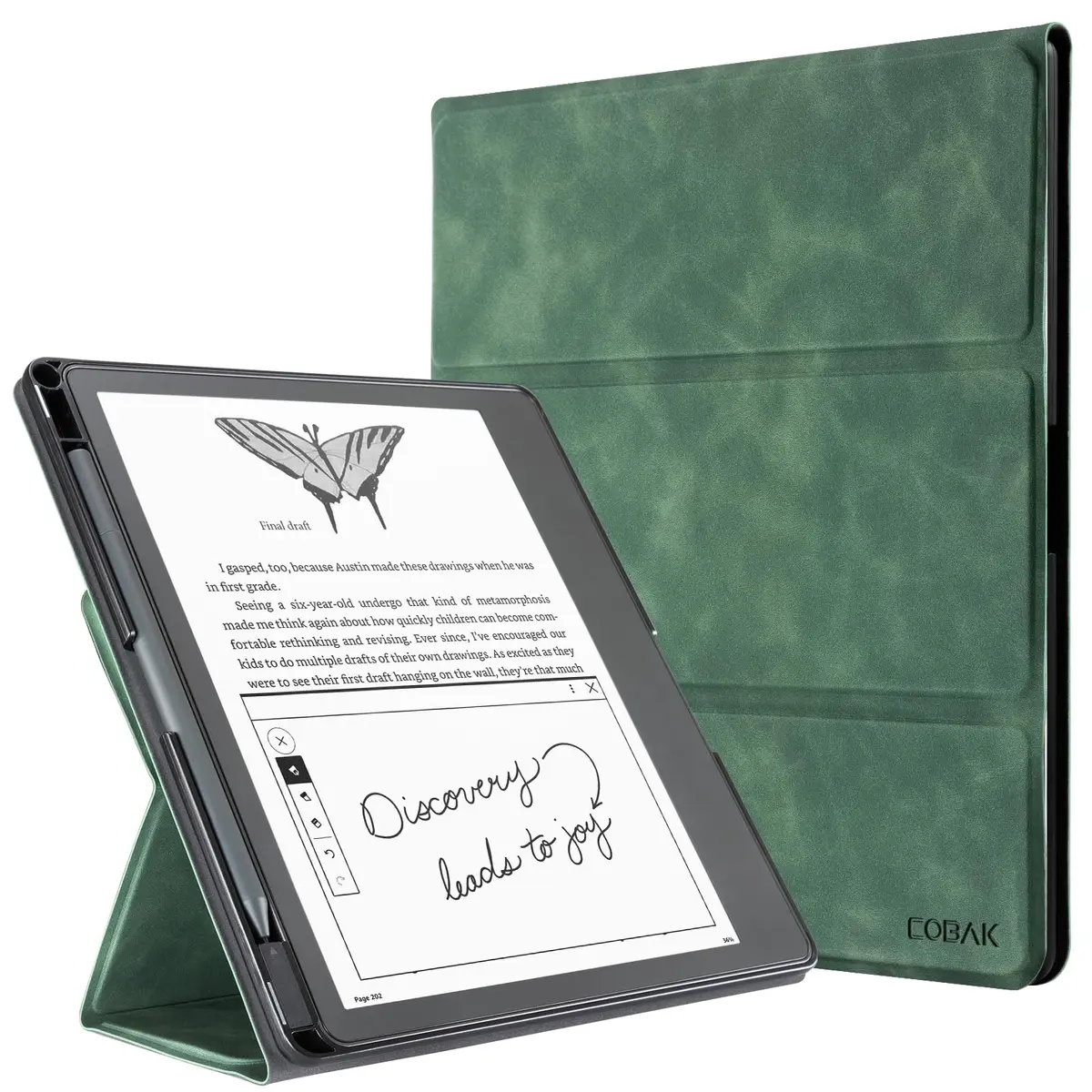 CoBak Emerald PU Leather Case for Tablet Reader 10.2" (2022/2024) with Pen Holder | Auto Sleep Wake - main product image