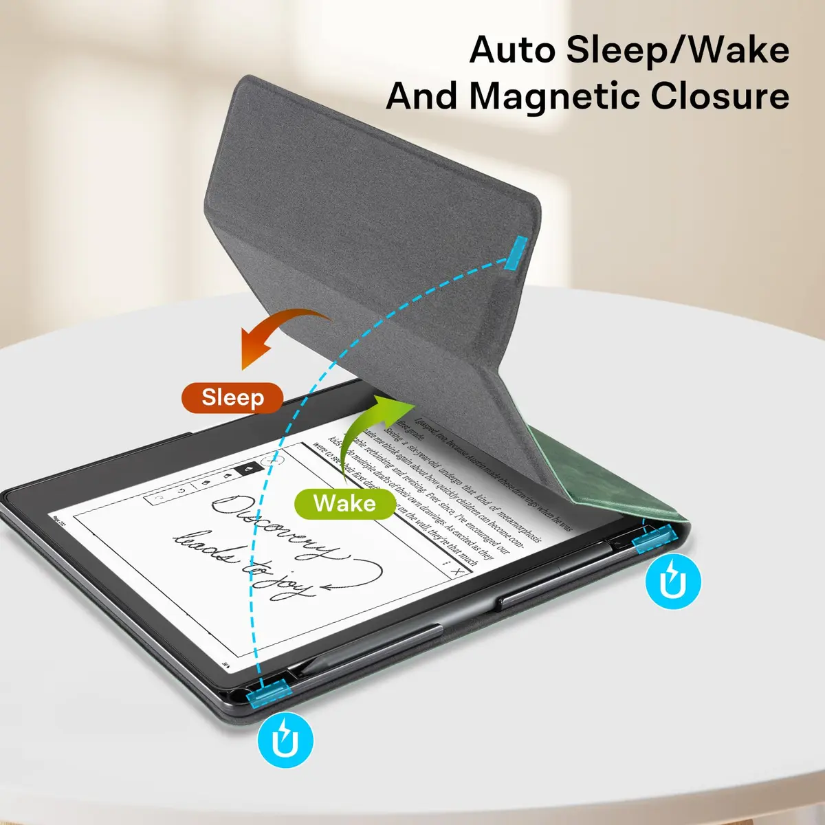 CoBak Emerald PU Leather Case for Tablet Reader 10.2" (2022/2024) with Pen Holder | Auto Sleep Wake - view 5