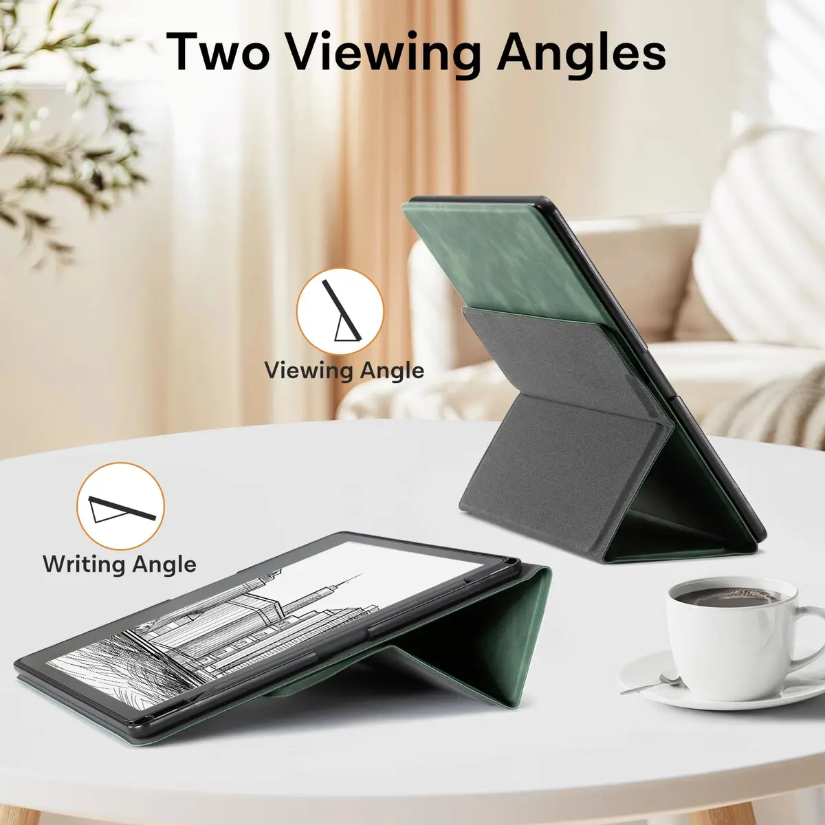 CoBak Emerald PU Leather Case for Tablet Reader 10.2" (2022/2024) with Pen Holder | Auto Sleep Wake - view 2