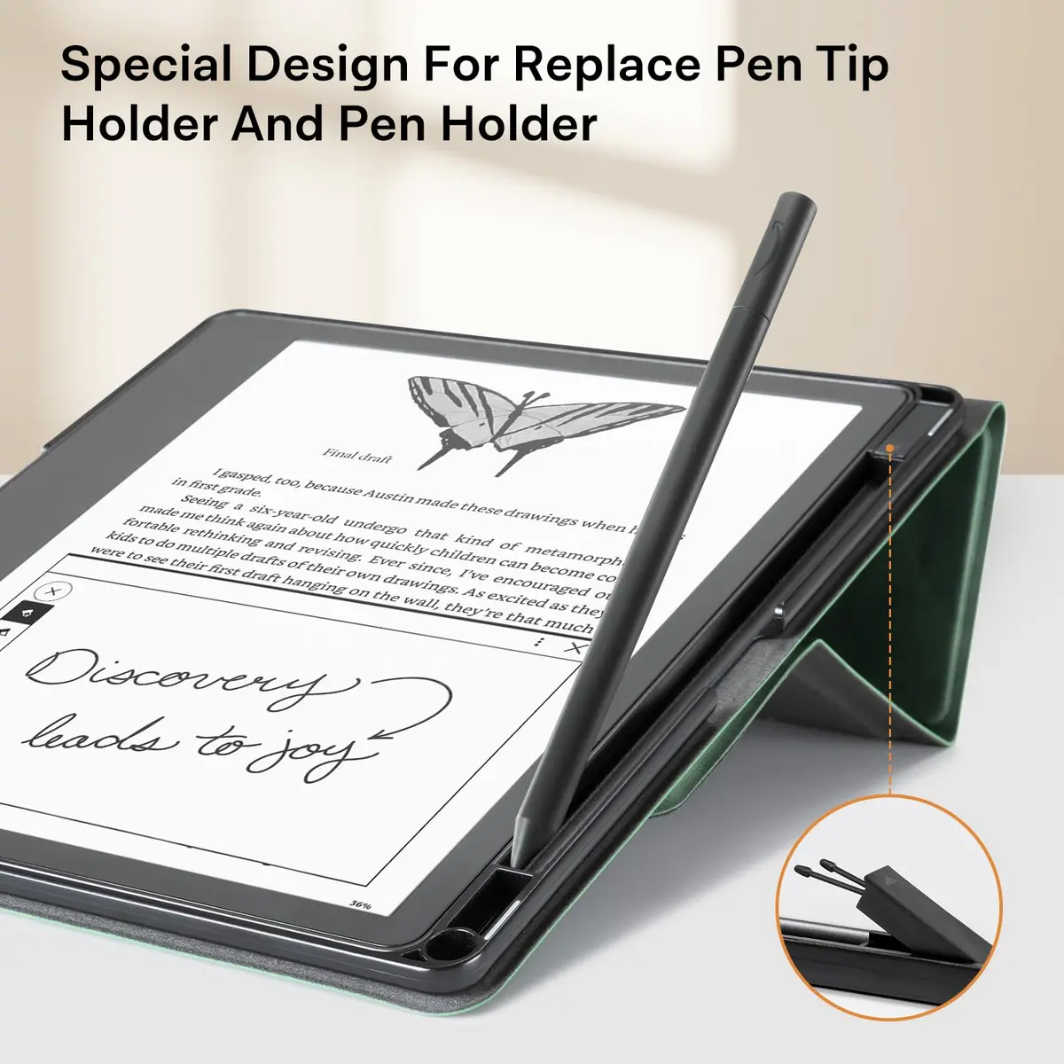 CoBak Emerald PU Leather Case for Tablet Reader 10.2" (2022/2024) with Pen Holder | Auto Sleep Wake - view 3